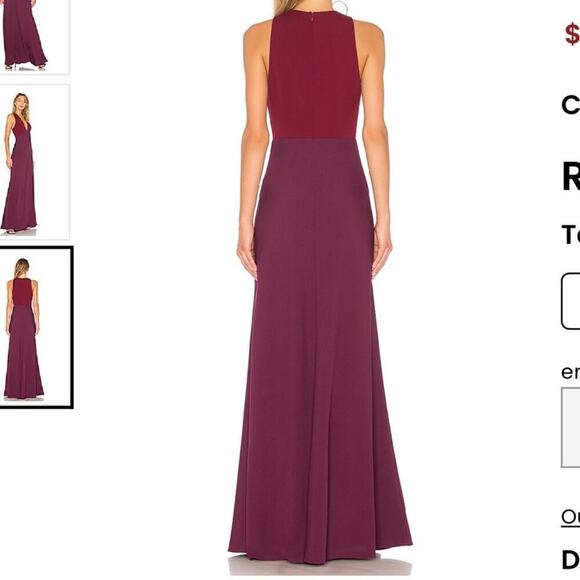 Jill Jill Stuart Two Tone V-Neck Gown Burgundy Purple Size 4 - Picture 4 of 13